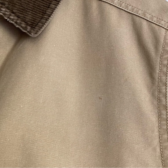 L.L. Bean VTG Women’s Lined Chore Barn Tan Khaki Jacket w Corduroy Trim, Sz L - Picture 13 of 14